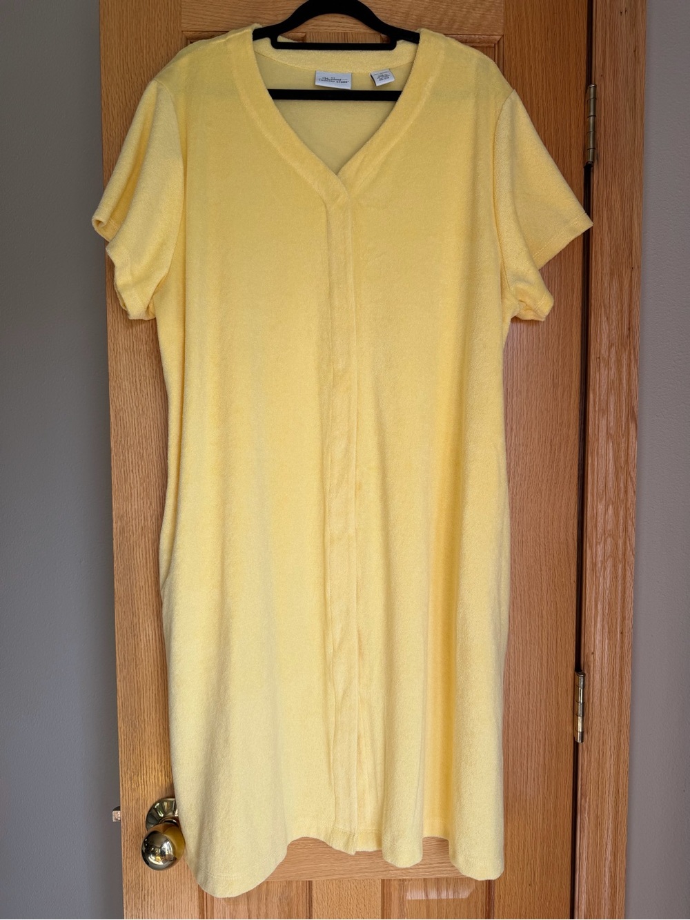 Vermont Country Store Terry Cloth Snap Front Lounger Robe Dress Yellow 1X